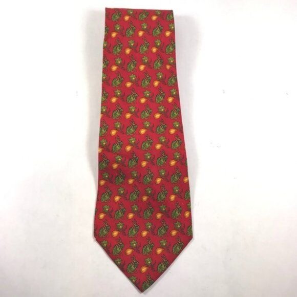 Salvatore Ferragamo Tie Red Green Rabbits 3-3/4" Wide 58" Length - Picture 2 of 9